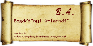 Bogdányi Ariadné névjegykártya